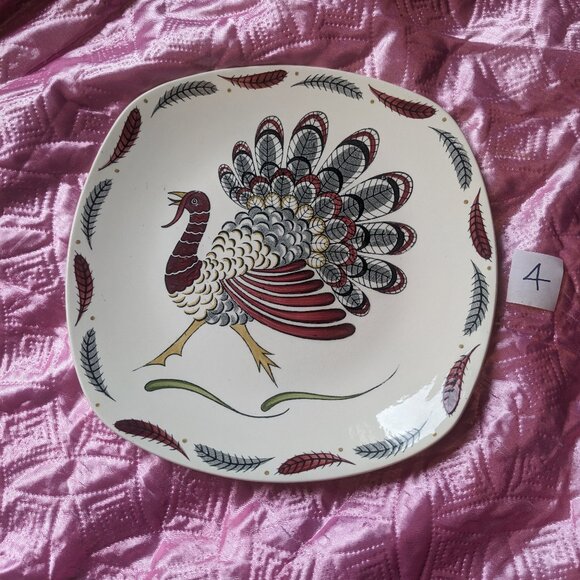 Hand painted turkey plates. - Picture 1 of 12